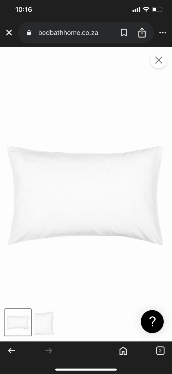 200 Thread Count 100% Cotton Percale Pillowcase (white)-pair